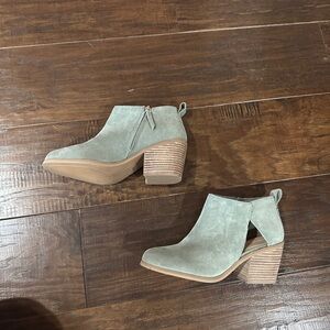 Women's Suede Ankle Booties - Greenish Grey